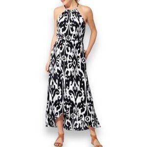 Athleta Ikat Bloom Ripple Maxi Dress Black White S